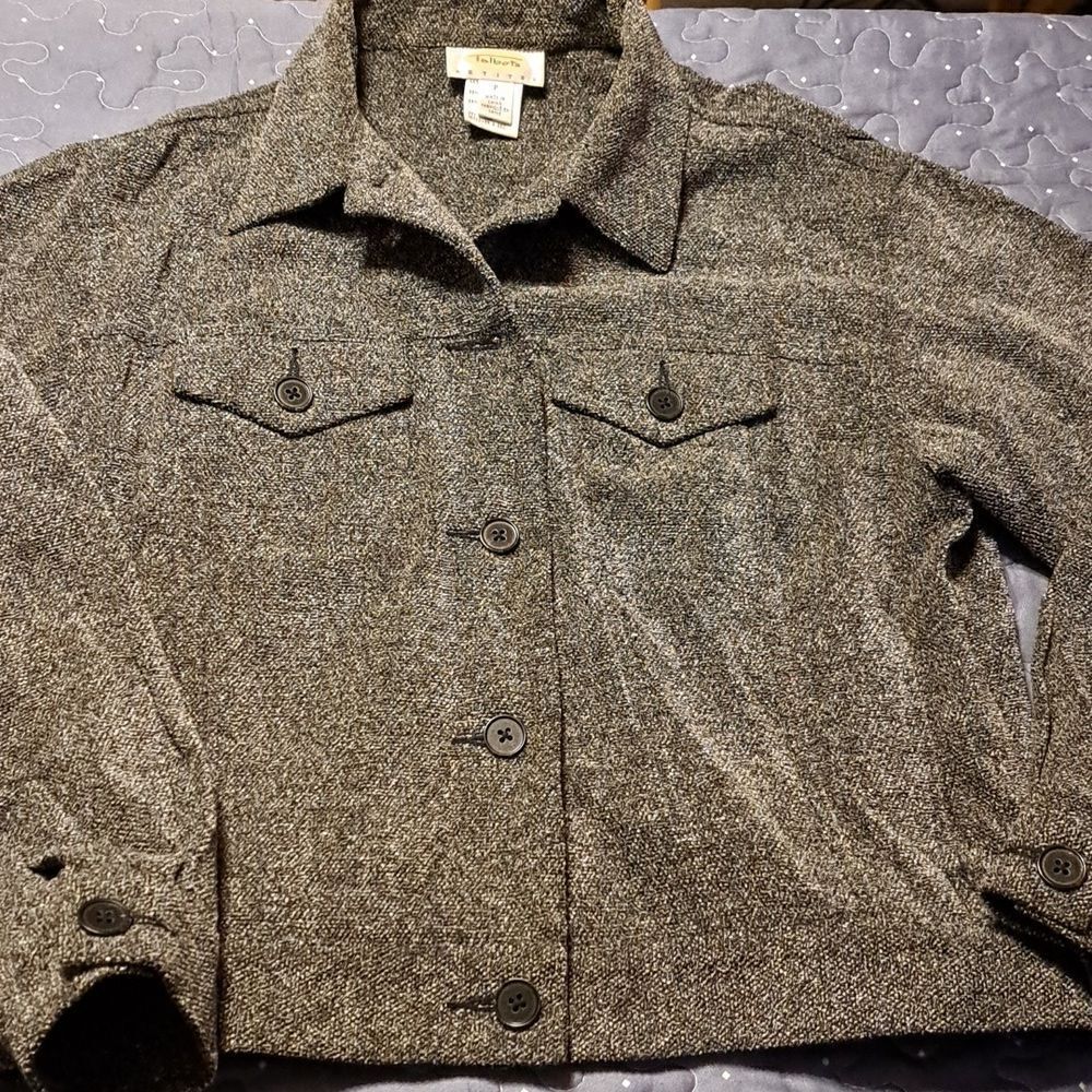 Talbots gray button up jacket size P